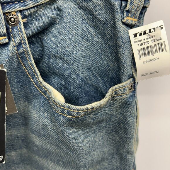 Dickies Jeans Men 34x32 Tinted Denim Wide Leg Baggy Skater Jean 5 Pocket New - Picture 7 of 7